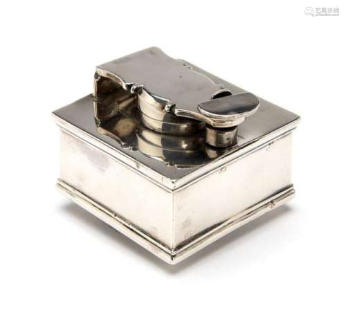 An English silver travelling inkwell