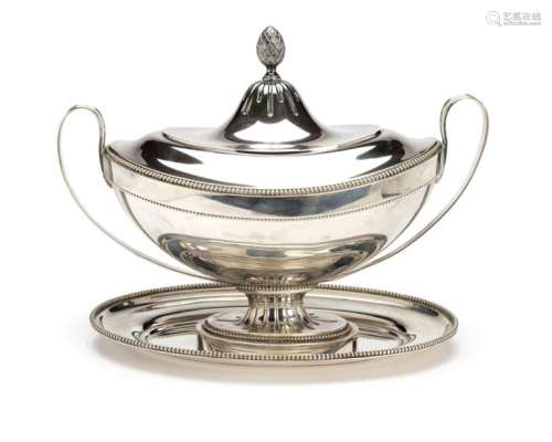 A large Dutch silver tureen in Empire style