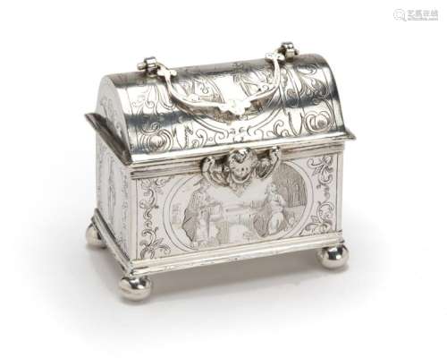 A Dutch silver marriage casket
