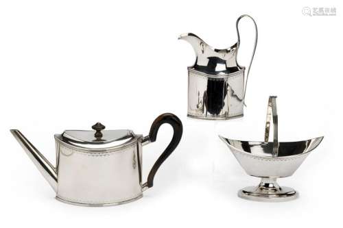 A Dutch silver three piece tea service