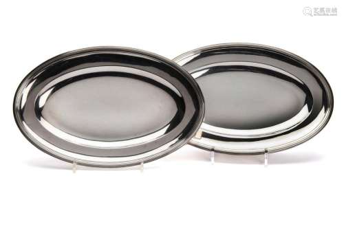 Two silver small deep meat dishes