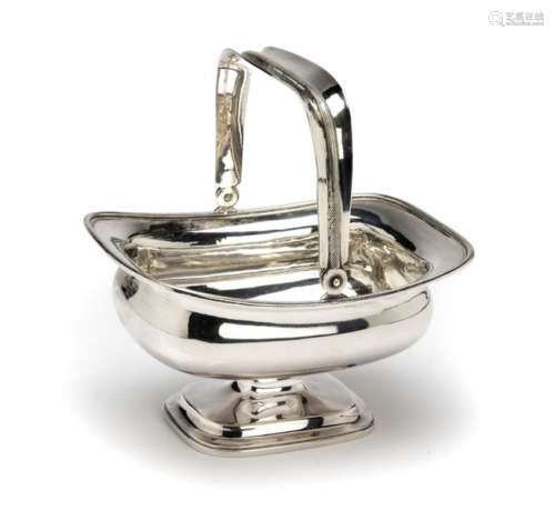 A Dutch silver sugar basket with swing handle