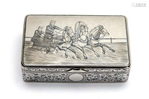 A Russian silver gilt and niello snuff box