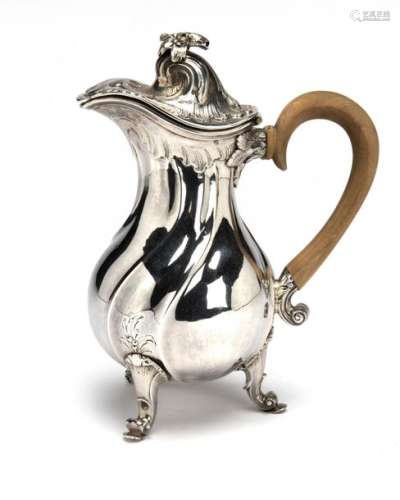 A Dutch silver hot milk jug