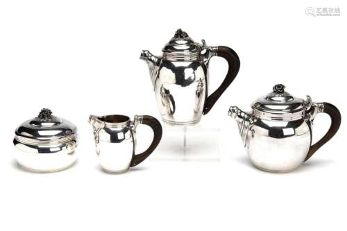 A fine four piece French silver tea service
