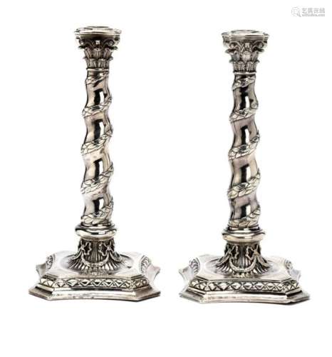 A pair of Dutch silver candlesticks, Amsterdam