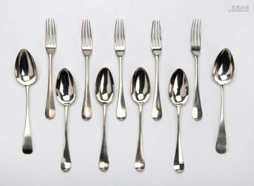 Twelve Russian silver spoons and six Dutch silver …