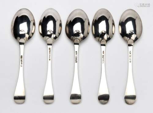 Five Dutch antique large table spoons, Amsterdam