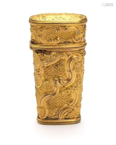 A silver gilt travel case