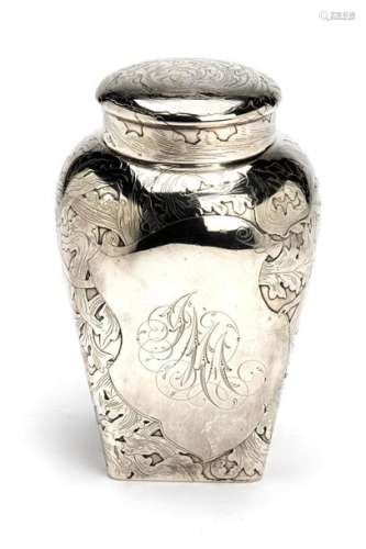 An American silver tea caddy