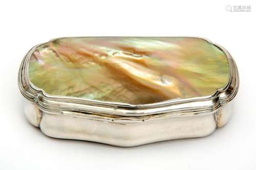 A Dutch silver tobacco box with mother of pearl co…