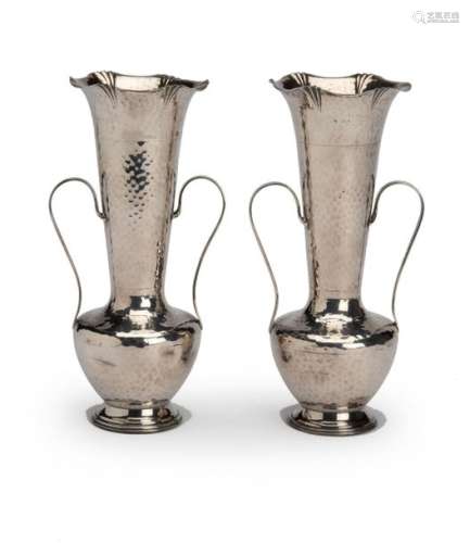 Two English silver vases