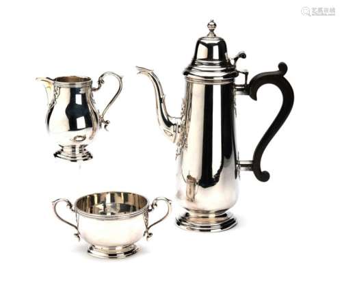 An English silver three piece coffee set