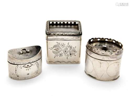 Three Dutch silver scent boxes