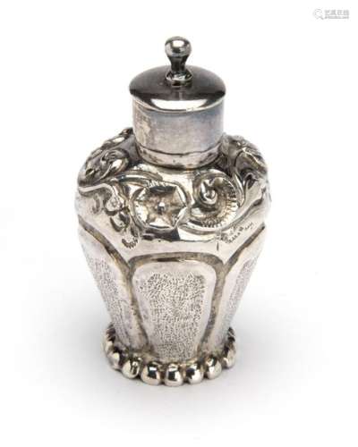 A Dutch silver miniature tea caddy