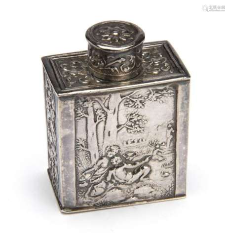 A Dutch silver miniature tea caddy