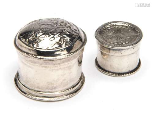 A Dutch silver scent box and a silver coin box