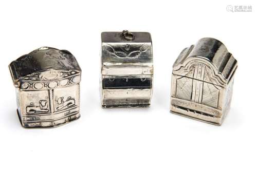 Three Dutch silver scent boxes