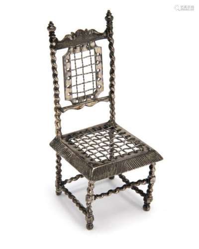 A Dutch silver miniature chair
