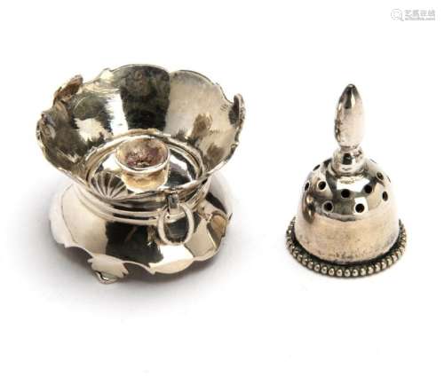 A Dutch miniature brazier and a table bell