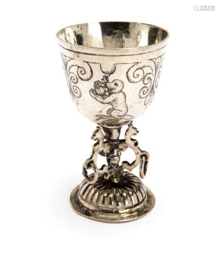 A Dutch silver miniature goblet