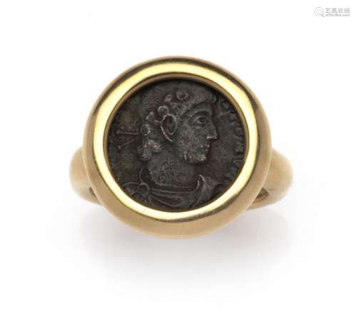 An 18k gold coin ring, by Al Coro