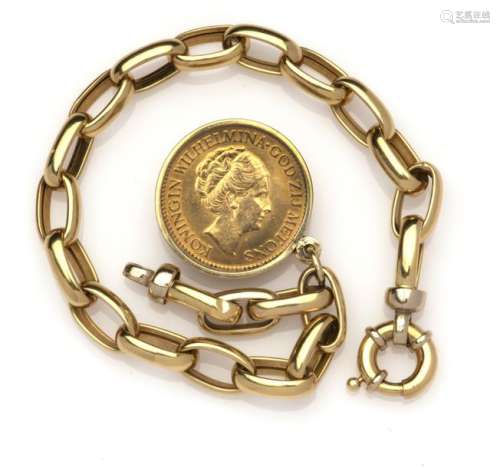 An 18k gold bracelet with coin pendant