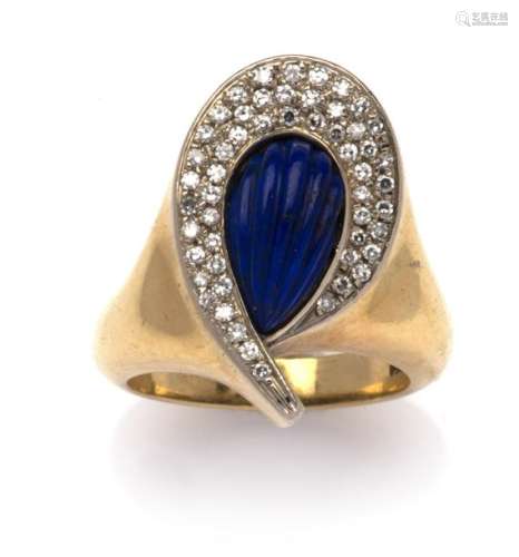 A lapis lazuli and diamond dress ring
