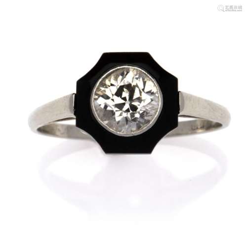 A 14k gold Art Deco diamond single stone ring