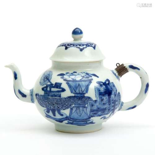 A Chinese blue and white teapot