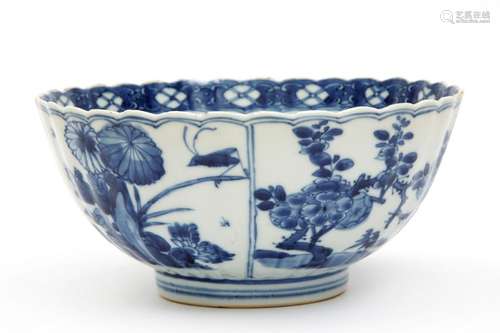 A blue and white floral bowl