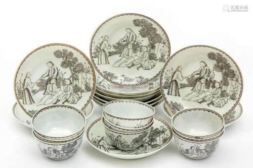 A set of enre de Chine cups and saucers