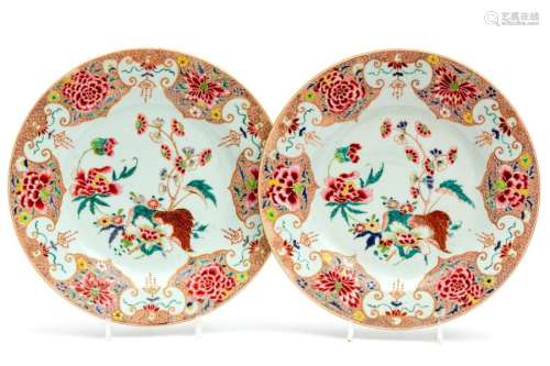 Two famille rose floral chargers