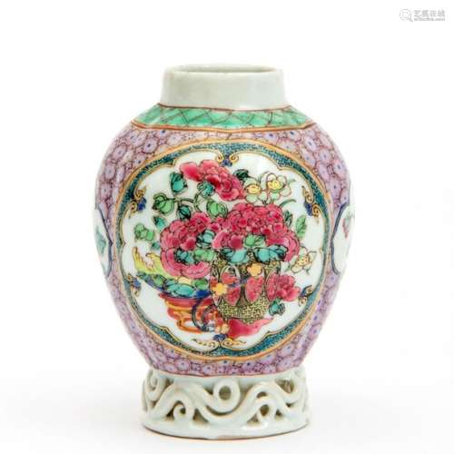 A famille rose tea canister