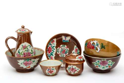 A selection of Batavia glazed tea wares