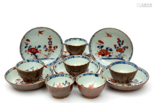 Six Batavia glaze imari style cups and saucers