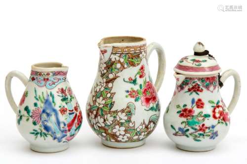 Three famille rose cream jugs