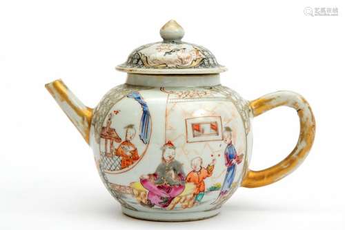 A famille rose mandarin teapot