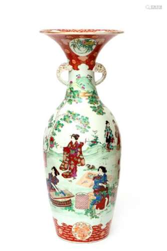 A large Japanese Arita porcelain vase with figures