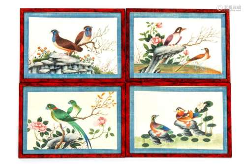 Four Chinese paintings on pith rice paper