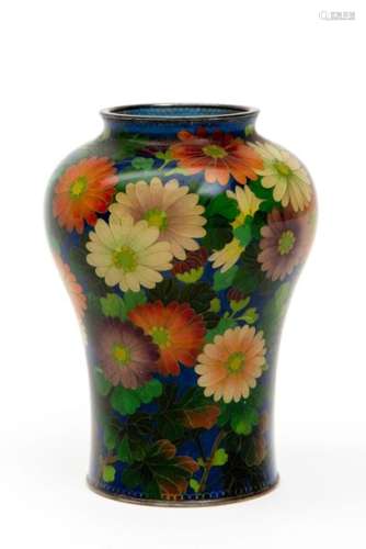 A Japanese Plique à jour enamel vase