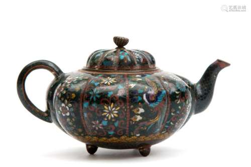 A small Japanese cloisonné teapot