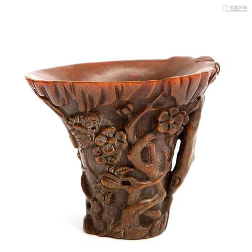 A buffalo horn libation cup