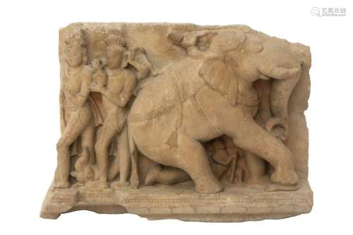 A buff sandstone relief of an elephant