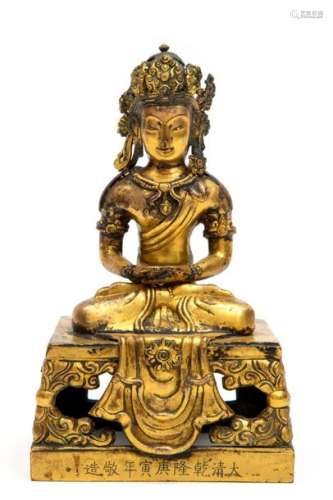 A Chinese gilded bronze figure of Amitayus