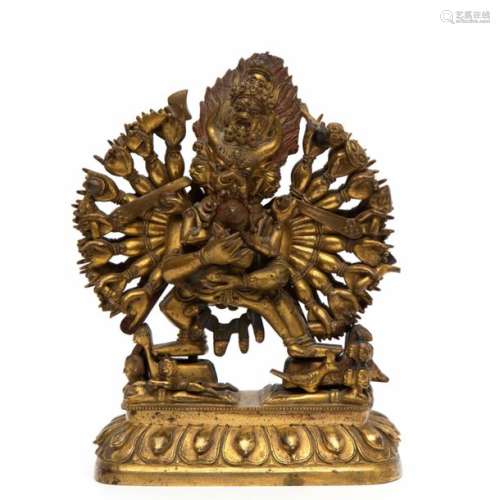 A gilt bronze figure of Vajrabhara and Vajra Vetal…