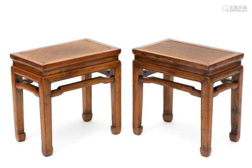 A pair of Chinese elm stools