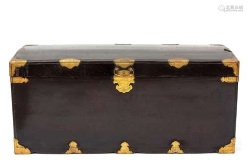 A Chinese ormolu mounted black lacquered chest