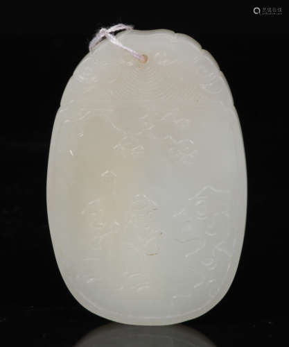 A HETIAN JADE TABLET CARVED WITH STORY PATTERN