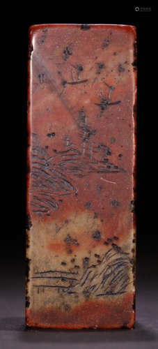 A SHOUSHAN STONE SEAL CARVED WITH LANDSCAPE